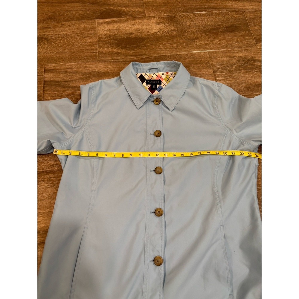 Lands End Women's Light‎ Blue Long Spring Coat Buttons Trench Size XL 18-20 - Picture 5 of 10